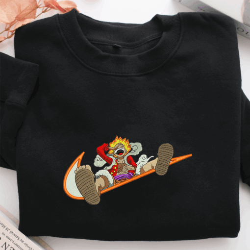 Monkey Luffy Swoosh v1 Nike Embroidered Sweatshirt, Nike Movie Inspired, Best Gifts Idea For Him Her - Image 2