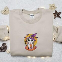 Moon Witchy Unicorn Embroidered Sweatshirt Cute Halloween Embroidered Shirt Best Halloween Gift Ideas