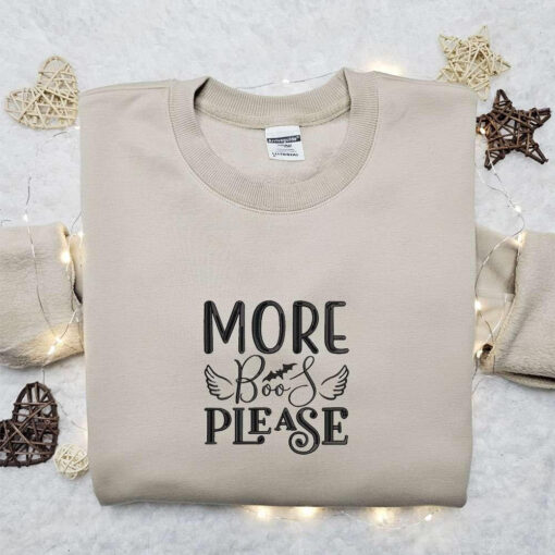 More Boos Please Embroidered Sweatshirt Halloween Embroidered Shirt Best Halloween Gift Ideas