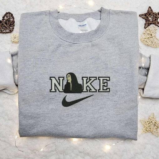 Morticia Addams x Nike Embroidered Shirt The Addams Family Movie Embroidered Hoodie Halloween Embroidered Sweatshirt