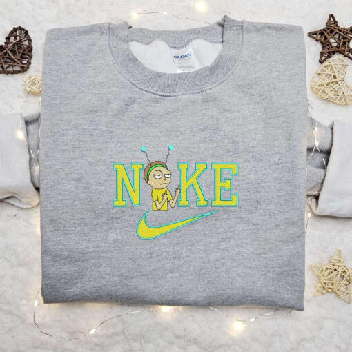 Morty Smith x Nike Cartoon Embroidered Sweatshirt Walt Disney Characters Embroidered Shirt Best Birthday Gift Ideas for Family