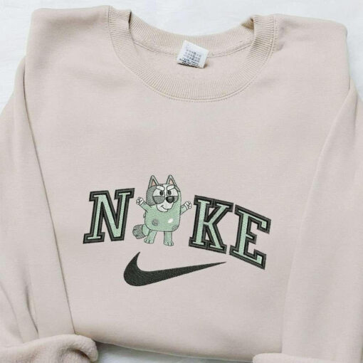 Muffin x Nike Cartoon Embroidered Sweatshirt The Bluey Embroidered Shirt Nike Inspired Embroidered Shirt