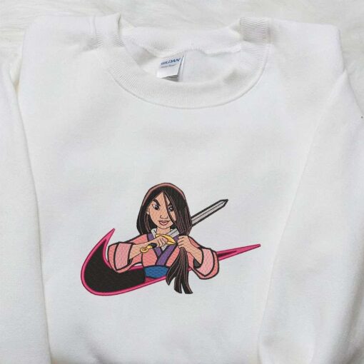 Mulan x Nike Anime Embroidered Shirt Disney Characters Embroidered Shirt Nike Inspired Embroidered Shirt