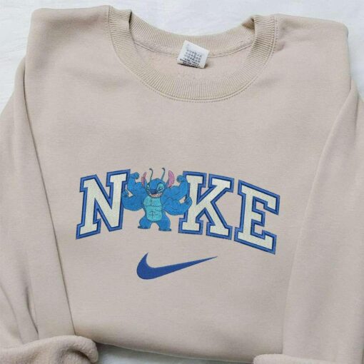 Muscle Stitch x Nike Embroidered Sweatshirt Lilo and Stitch Embroidered Shirt Nike Inspired Embroidered Shirt