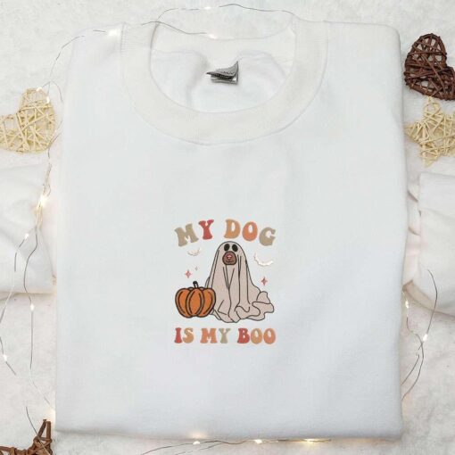 My Dog Is My Boo Embroidered Sweatshirt Cute Halloween Embroidered Shirt Best Halloween Gift Ideas