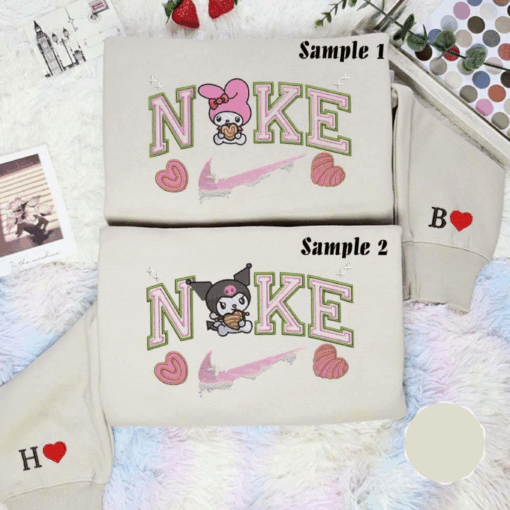 My Melody And Kuromi Xmas Cookie Embroidered Shirts Christmas Embroidered Couples Shirts