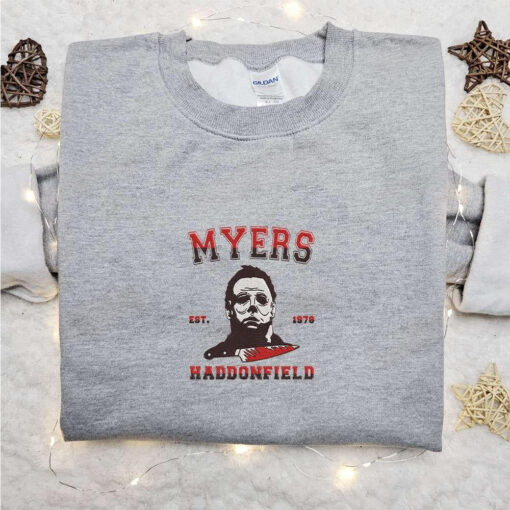Myers Haddonfield Embroidered Hoddie Halloween Movie Embroidered T shirt Best Gift Ideas