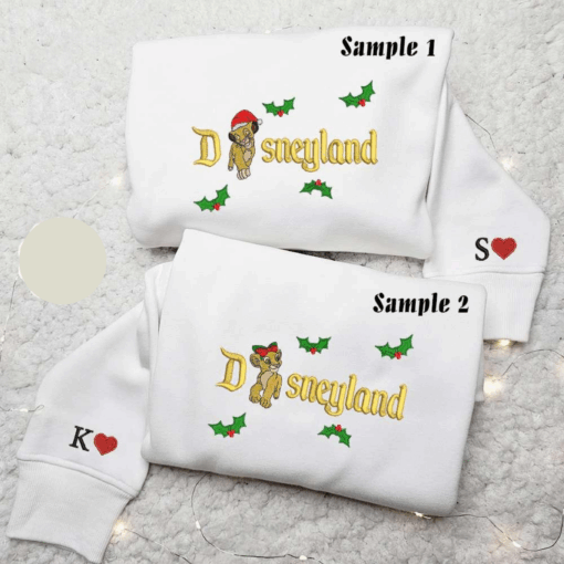 Nala And Simba Disneyland Embroidered Couple Shirt Disney Characters Embroidered Shirt Christmas Embroidered Hoodie