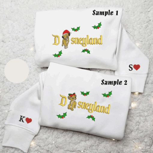 Nala And Simba Disneyland Embroidered Couple Shirt Disney Characters Embroidered Shirt Christmas Embroidered Hoodie