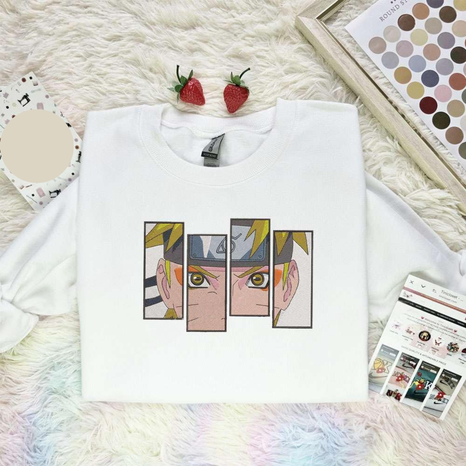 Naruto Uzumaki Face Naruto Anime Embroidered Shirt, Inspired Anime Movie, Best Gift for Anime Fans