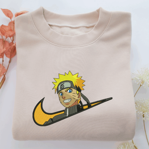 Naruto Uzumaki Swoosh Nike Embroidered Sweatshirt, Nike Movie Inspired, Best Gifts Idea For Him Her