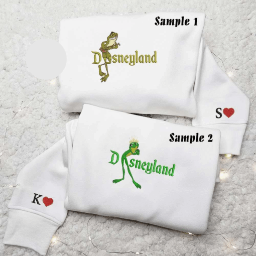 Naveen And Tiana Frog Prince Disneyland Embroidered Couples Shirts