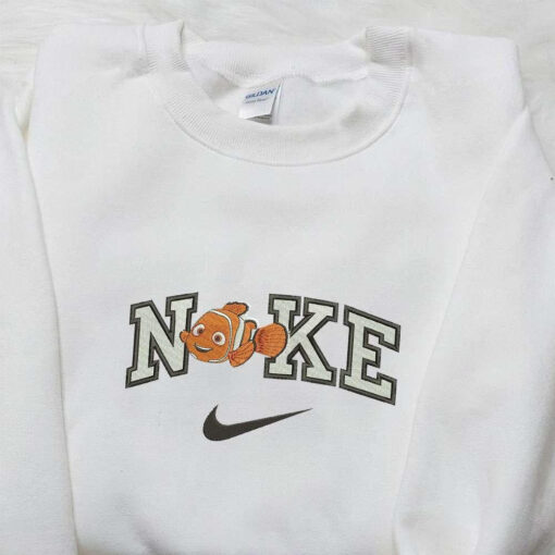 Nemo x Nike Cartoon Embroidered Sweatshirt Disney Characters Embroidered Shirt Nike Inspired Embroidered Shirt