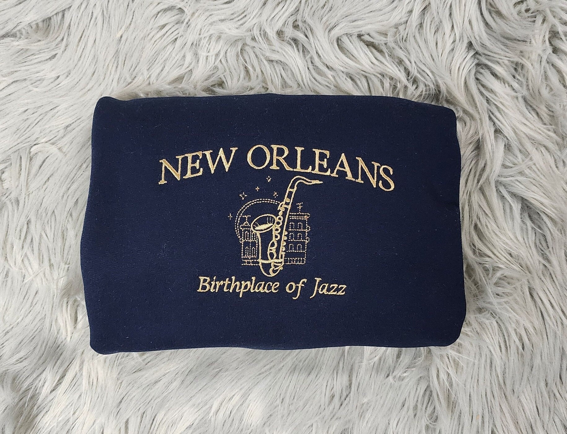 New Orleans Embroidered Crewneck - City of Jazz Shirt - Embroidered Gifts - T-Shirt - Sweatshirt - Hoodie