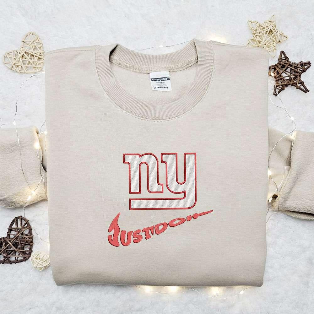 New York Giants Just Do It x Nike Swoosh Embroidered Shirt NFL Sports Embroidered Hoodie Best Gift Idea