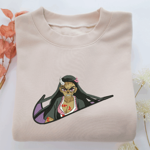 Nezuko Kamado Swoosh Nike Embroidered Sweatshirt, Nike Movie Inspired, Best Gifts Idea For Him Her