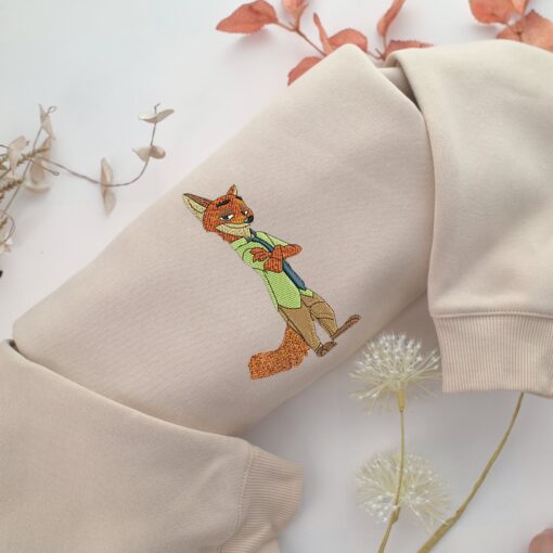 Nick Wilde Embroidery, Disneyland Embroidered Sweatshirt, Movie Disney Inspired, Best Gifts Idea For Him Her