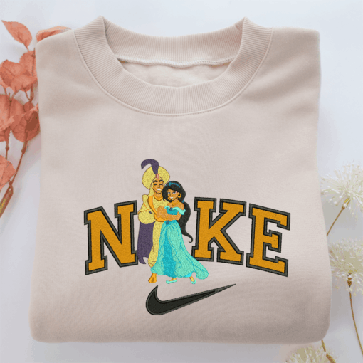 Nike Aladdin & Jasmine Nike Embroidered Sweatshirt, Nike Movie Inspired, Best Gifts Idea For Him Her