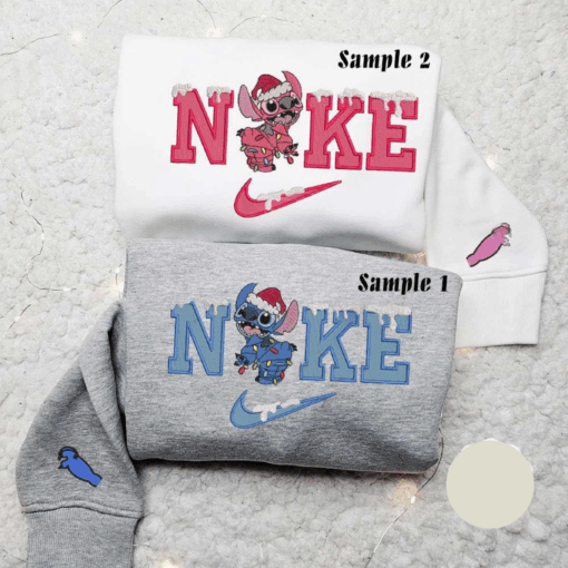 Nike Angel Stitch Christmas Embroidered Shirt Disney Embroidered Sweatshirt Best Christmas Gift For Couple
