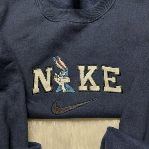 Nike Bugs Bunny Embroidered Shirt Custom Nike Embroidered Shirt Cartoon Embroidered Shirt