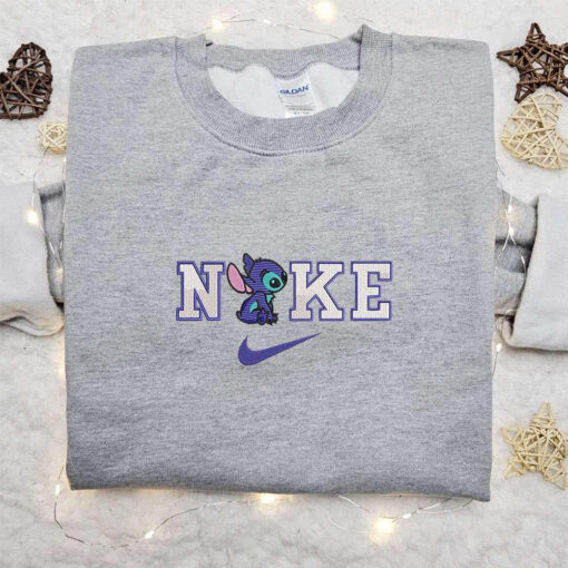 Nike Cartoon x Stitch Disney Embroidered Sweatshirt Disney Characters Embroidered Shirt Best Gift Ideas for Family