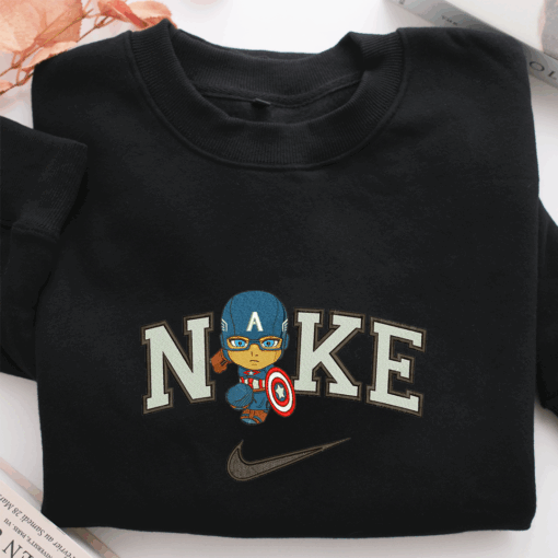 Nike Chibi Captain America Nike Embroidered Sweatshirt, Nike Movie Inspired, Best Gifts Idea For Him Her - Image 2