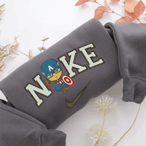 Nike Chibi Captain America Nike Embroidered Sweatshirt, Nike Movie Inspired, Best Gifts Idea For Him Her - Image 4