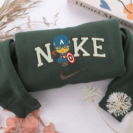 Nike Chibi Captain America Nike Embroidered Sweatshirt, Nike Movie Inspired, Best Gifts Idea For Him Her - Image 3