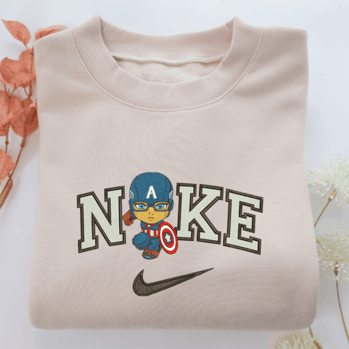 Nike Chibi Captain America Nike Embroidered Sweatshirt, Nike Movie Inspired, Best Gifts Idea For Him Her