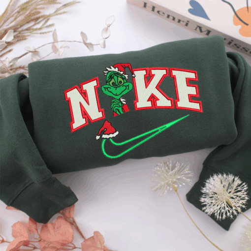 Nike Christmas Grinch Nike Embroidered Sweatshirt, Nike Movie Inspired, Best Gifts Idea For Him Her - Image 3