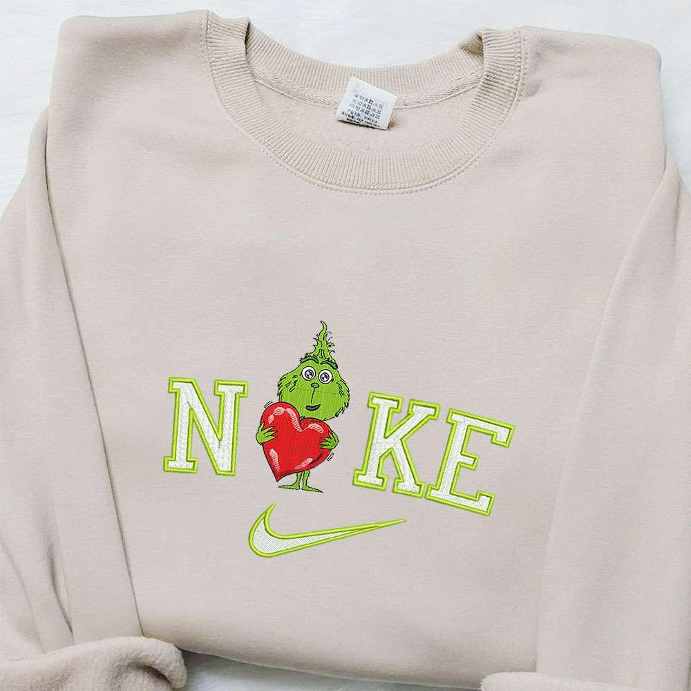 Nike Christmas x Baby Grinch Love Embroidered Sweatshirt Movie Christmas Embroidered Shirt Best Christmas Gift Ideas