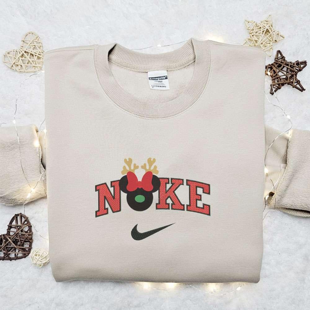 Nike Christmas X Mickey Reinder Embroidered Sweatshirt Movie Christmas Embroidered Shirt Best Christmas Gift Ideas