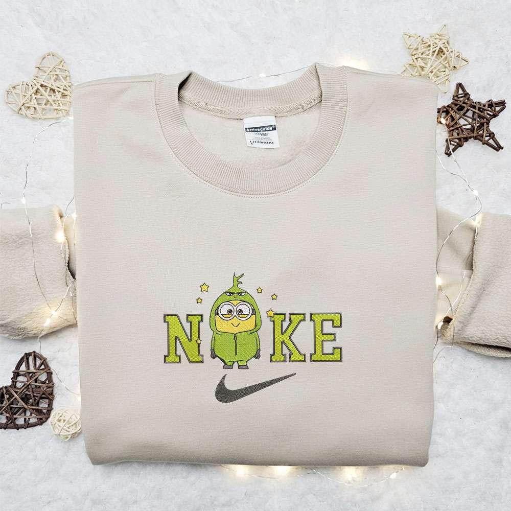 Nike Christmas X Minion Grinch Cartoon Embroidered Sweatshirt Disney Characters Movie Merry Christmas Embroidered Shirt Best Christmas Day Gift Ideas