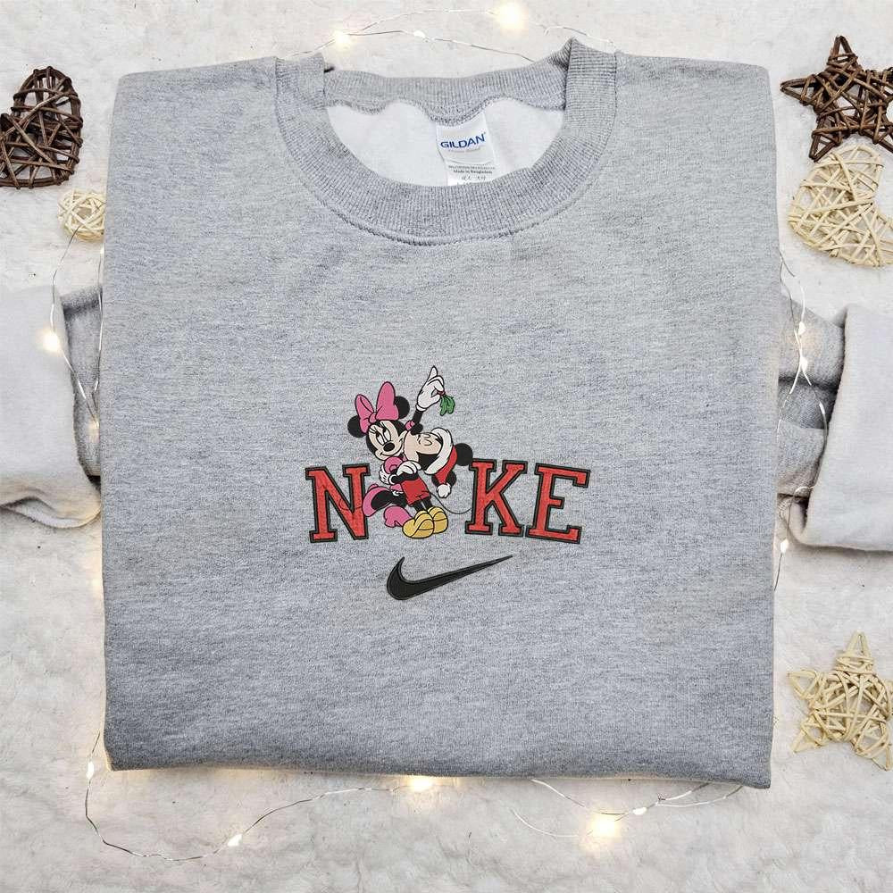 Nike Christmas X Minnie And Mickey Cartoon Embroidered Sweatshirt Disney Characters Movie Merry Christmas Embroidered Shirt Best Christmas Day Gift Ideas