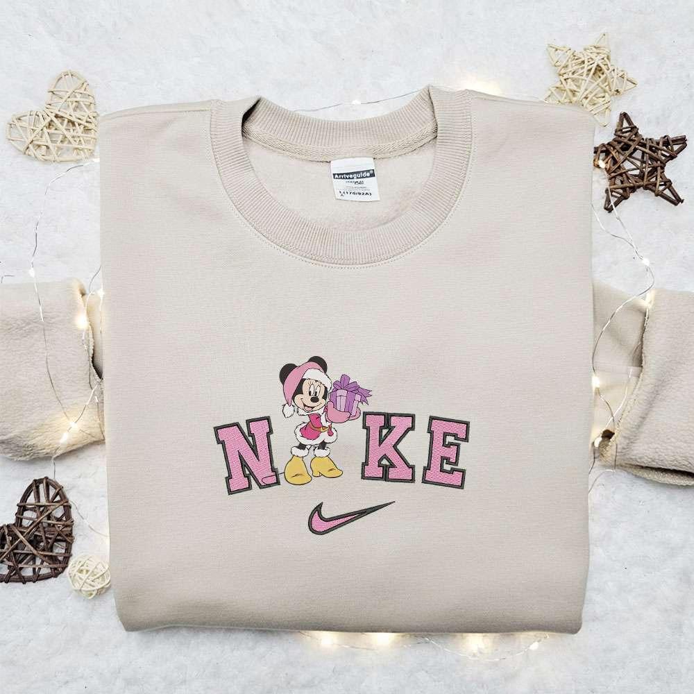 Nike Christmas X Minnie Mouse Box Embroidered Sweatshirt Movie Christmas Embroidered Shirt Best Christmas Gift Ideas