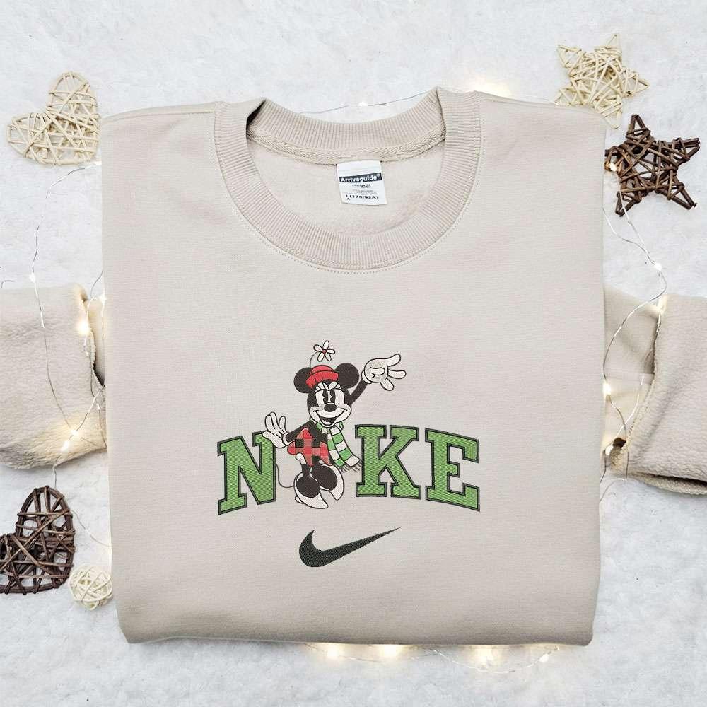 Nike Christmas X Minnie Mouse Hey Embroidered Sweatshirt Movie Christmas Embroidered Shirt Best Christmas Gift Ideas