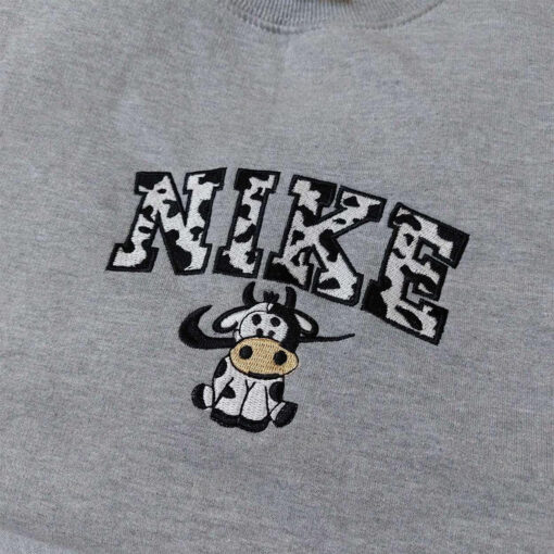 Nike Cow Embroidered Shirt Nike Inspired Embroidered Shirt Animal Embroidered Shirt
