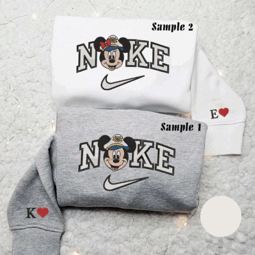 Nike Disney Mickey Minnie Cruise Embroidered Sweatshirt Disney Couple Embroiderd Hoodie Best Gift for Valentine