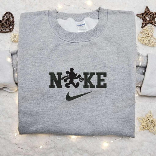 Nike Halloween x Black Mickey Mouse Embroidered Sweatshirt Horror Movie Halloween Embroidered Shirt Best Halloween Gift Ideas