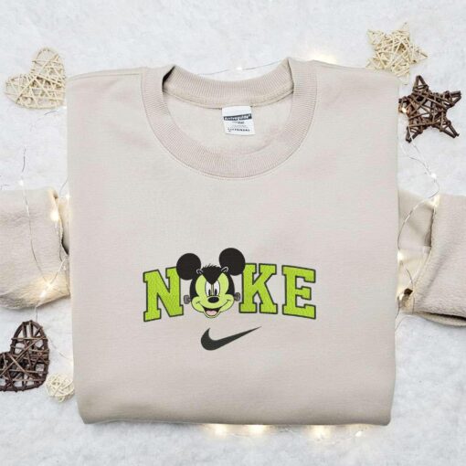 Nike Halloween x Mickey Frankenstein Head Embroidered Sweatshirt Horror Movie Halloween Embroidered Shirt Best Halloween Gift Ideas