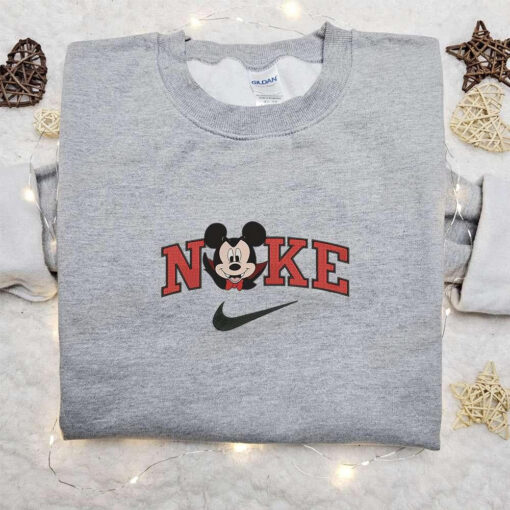 Nike Halloween x Mickey Head Dracula Laughing Embroidered Sweatshirt Walt Disney Characters Embroidered Shirt Best Halloween Gift Ideas