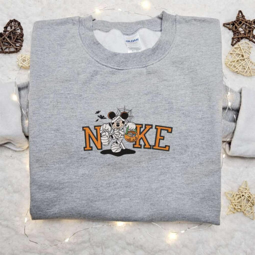 Nike Halloween x Mickey Mouse Mummy Embroidered Sweatshirt Horror Movie Halloween Embroidered Shirt Best Halloween Gift Ideas
