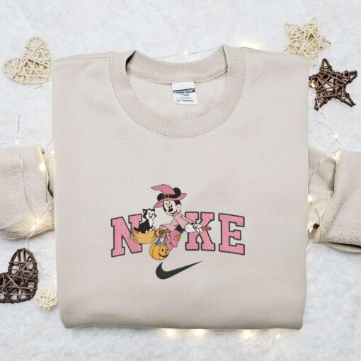 Nike Halloween x Minnie Mouse Witch and Cat Embroidered Sweatshirt Horror Movie Halloween Embroidered Shirt Best Halloween Gift Ideas