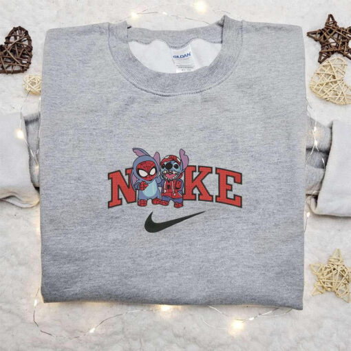 Nike Halloween x Stitch Spider Man Embroidered Sweatshirt Horror Movie Halloween Embroidered Shirt Best Halloween Gift Ideas