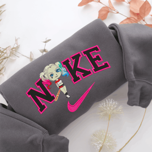 Nike Harley Quinn Chibi Nike Embroidered Sweatshirt, Nike Movie Inspired, Best Gifts Idea For Him Her - Image 4