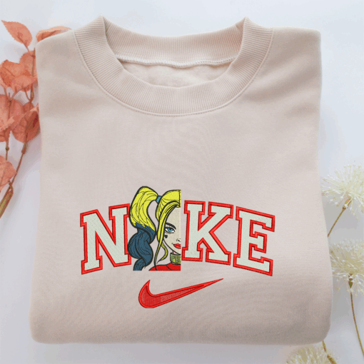 Nike Harley Quinn Half Face Nike Embroidered Sweatshirt, Nike Movie Inspired, Best Gifts Idea For Him Her