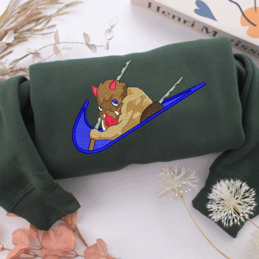 Nike Inosuke Hashibira Nike Embroidered Sweatshirt, Nike Movie Inspired, Best Gifts Idea For Him Her - Image 3
