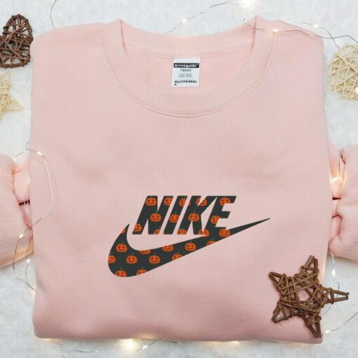 Nike Jack O Lantern Embroidered Shirt Halloween Embroidered Hoodie Nike Inspired Embroidered Sweatshirt