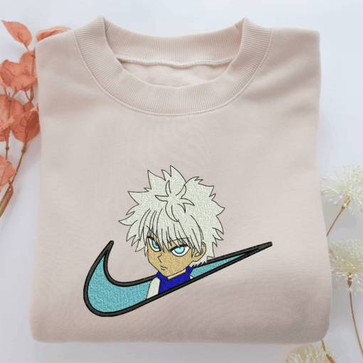 Nike Killua Zoldyck Nike Embroidered Sweatshirt, Nike Movie Inspired, Best Gifts Idea For Him Her