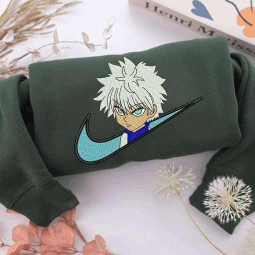 Nike Killua Zoldyck Nike Embroidered Sweatshirt, Nike Movie Inspired, Best Gifts Idea For Him Her - Image 3